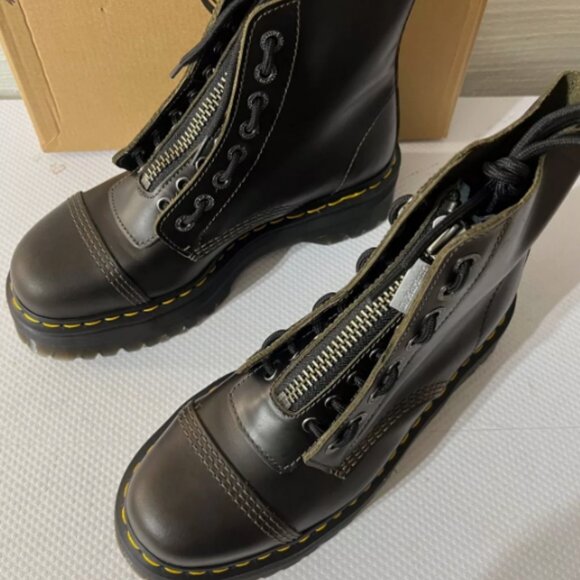 Dark Taupe - DR. MARTENS SINCLAIR ZIP UP ORLEANS LEATHER PLATFORM BOOTS MSRP$280 - Picture 9 of 16